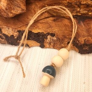 Handmade Dark Teal Mushroom Ornament/Car Charm